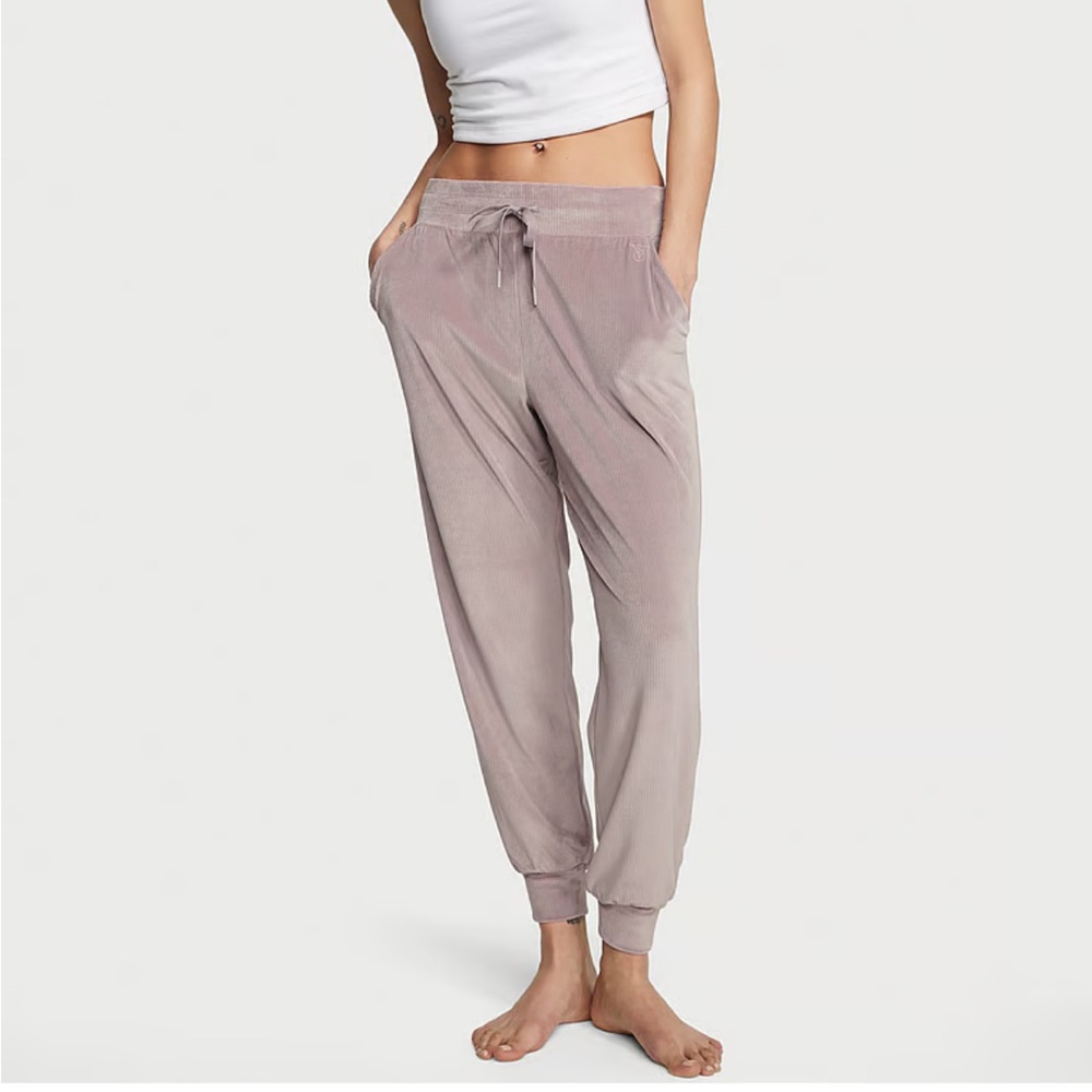 Victoria’s Secret ribbed velour jogger and hoodie track suit in blush pink